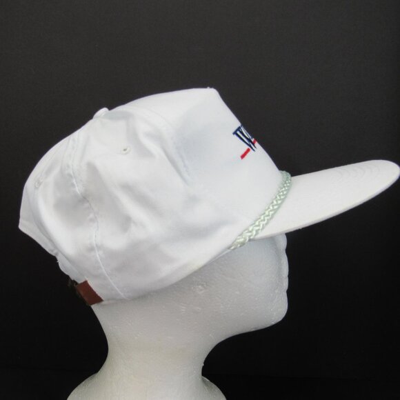 Wachovia Emb Logo Men's White Wide Brim w/Braid Adj Strap Back Trucker Cap Hat - Picture 4 of 8
